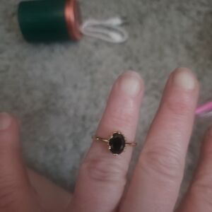 Elegant Hand Crafted Gold Over Silver Oval Black Onyx Size 9 Made In Spain.